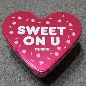 Dunkin Donuts Munchkin Tin 2026 Red Valentine Heart Sweet On U XOXO 11"x11"x2"